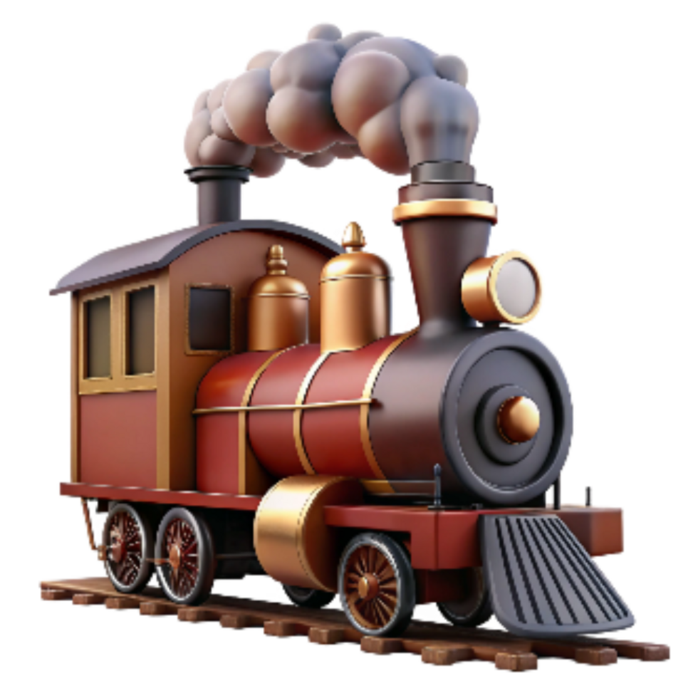 serene minimalist Classic Steam Train with Smoke Plume Transparent Background original png
