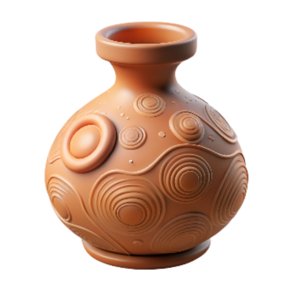 wonderful abstract Clay Pottery Figurine with Abstract Design Transparent Background authentic png