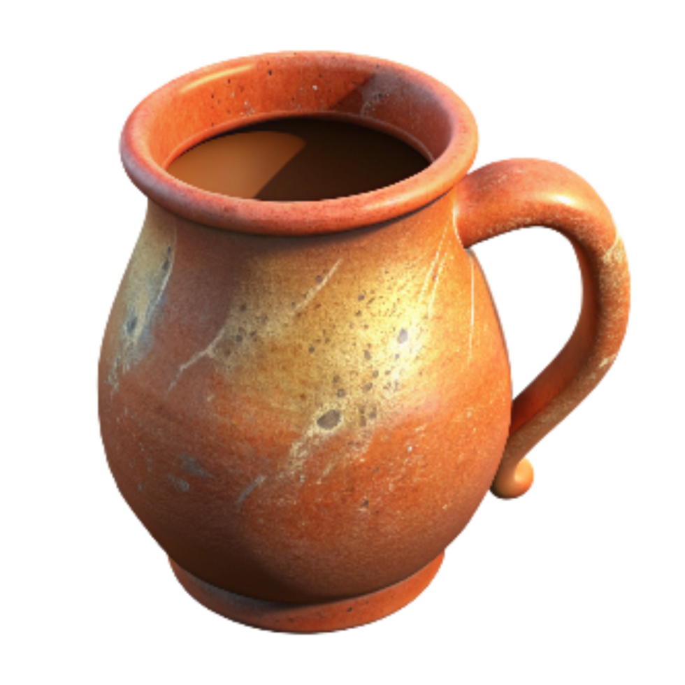 serene rustic Clay Pottery Mug with Rustic Glaze Cutout professional png