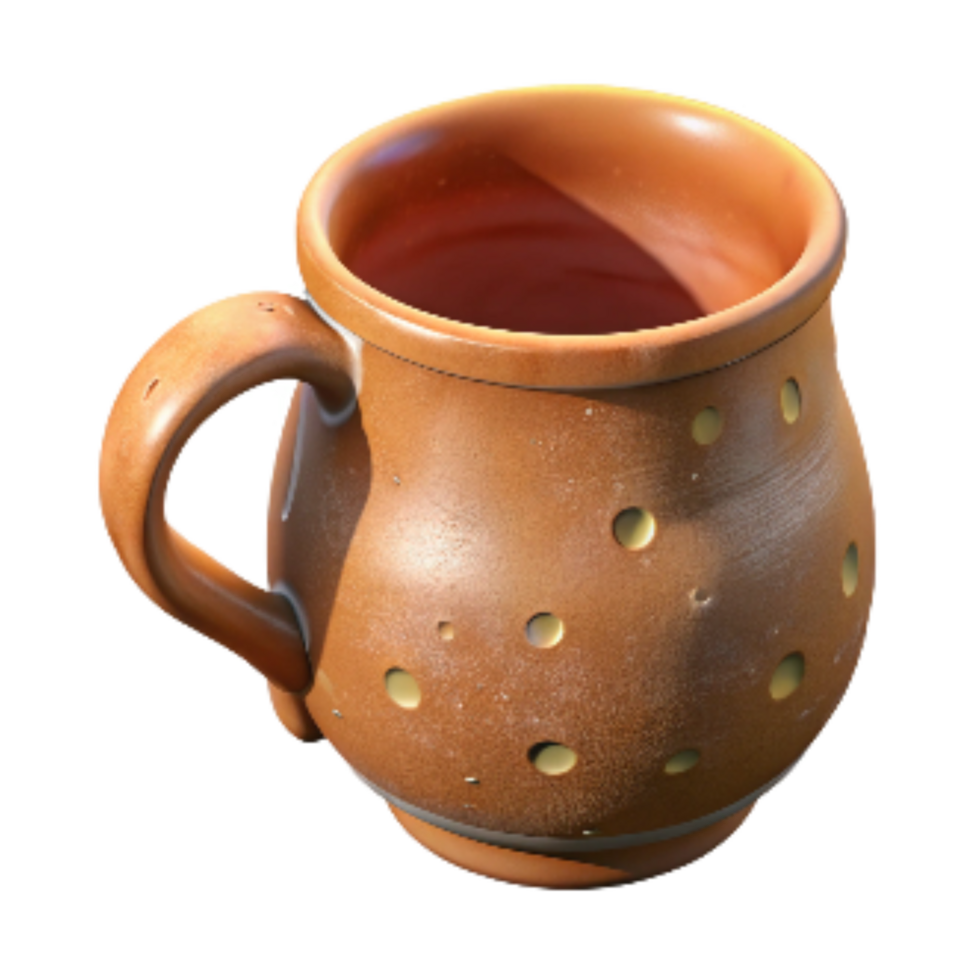 wonderful minimalist Clay Pottery Mug with Rustic Glaze Cutout professional png
