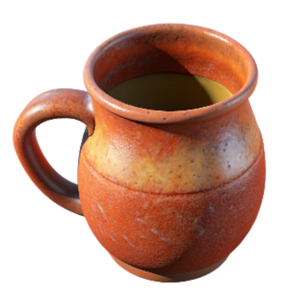 stunning classic Clay Pottery Mug with Rustic Glaze Cutout 4K png