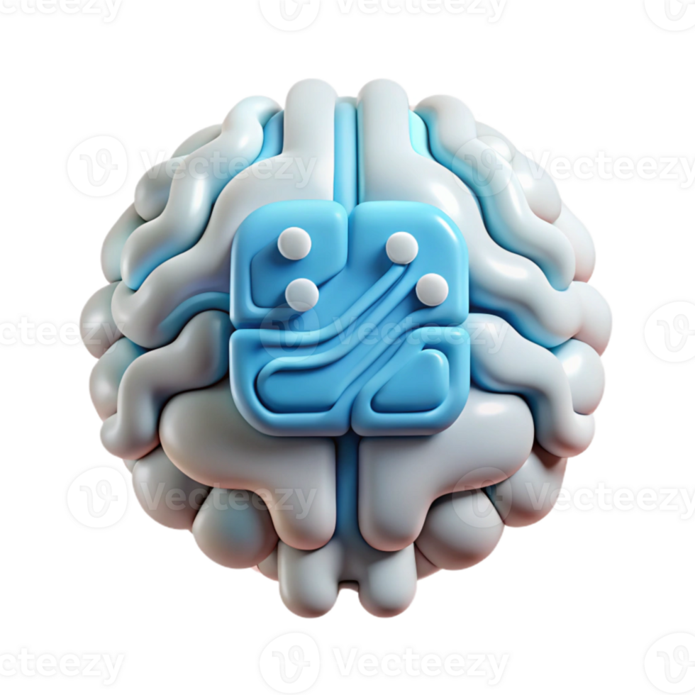 beautiful classic Clean Ai Brain Icon Isolated on Transparent Background high resolution png