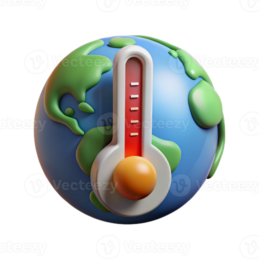 serene rustic Climate Change Thermometer Rising Isolated 4K png