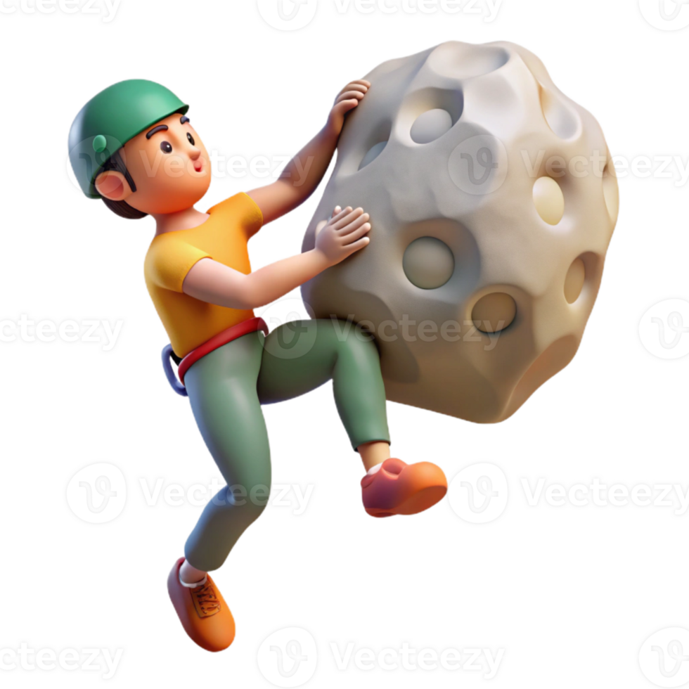 serene contemporary Climber Reaching for Rock Hold Cutout original png