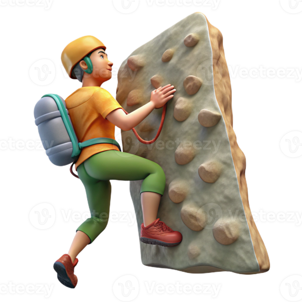 dramatic traditional Climber Scaling Steep Rock Face Isolated on Transparent Background genuine png