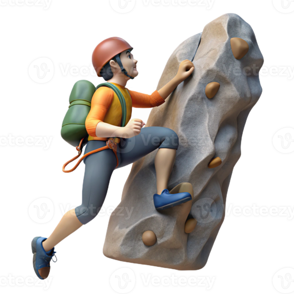 stunning traditional Climber Scaling Steep Rock Face Isolated on Transparent Background authentic png