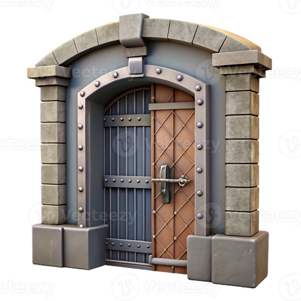 serene modern Closed Shop Door Metal Gate Cutout Element detailed png
