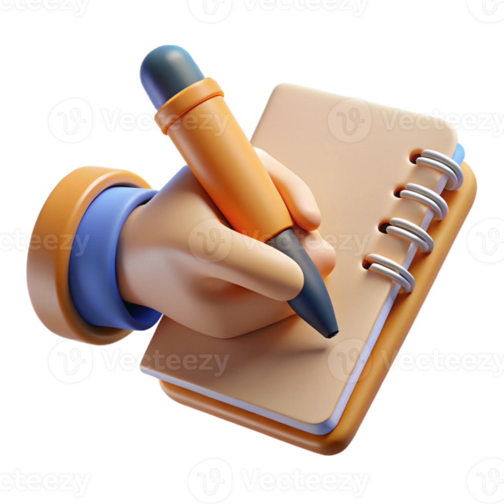 wonderful artistic Close Up Hand Writing in Notebook Cutout premium png