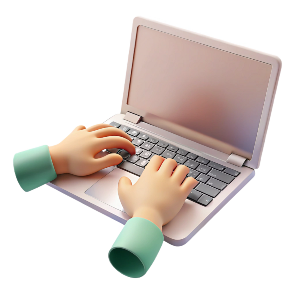 dramatic creative Close Up of Hands Typing on Laptop Transparent premium png