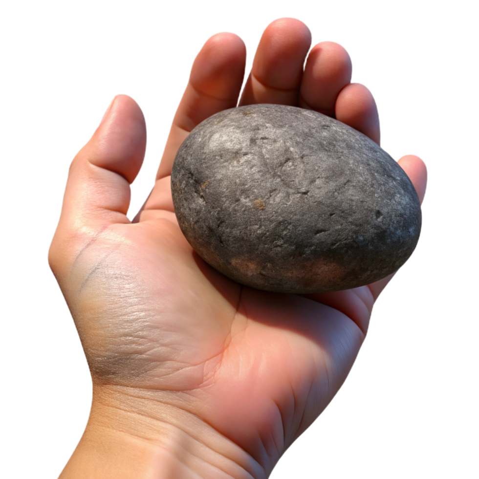 stunning contemporary Close Up of Hand Holding a Stone Isolated Element detailed png