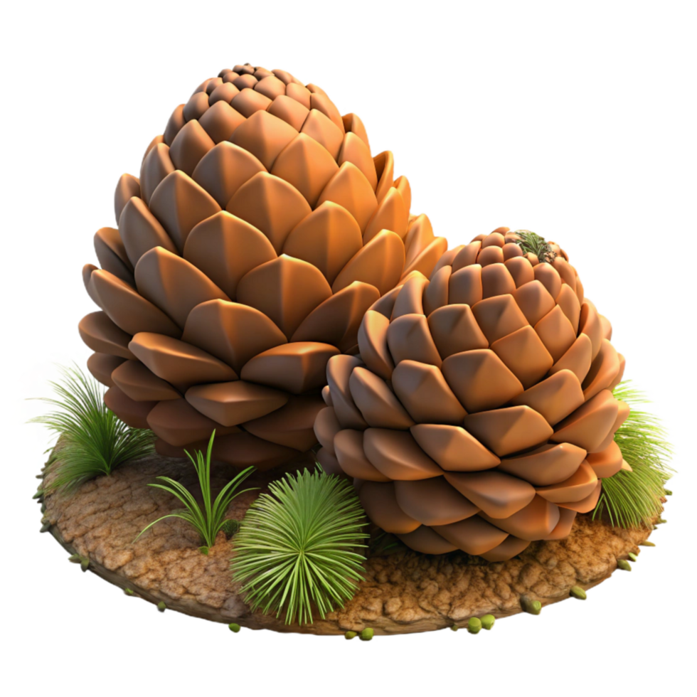 stunning minimalist Close Up of Pine Cones on Forest Floor Transparent Background professional png