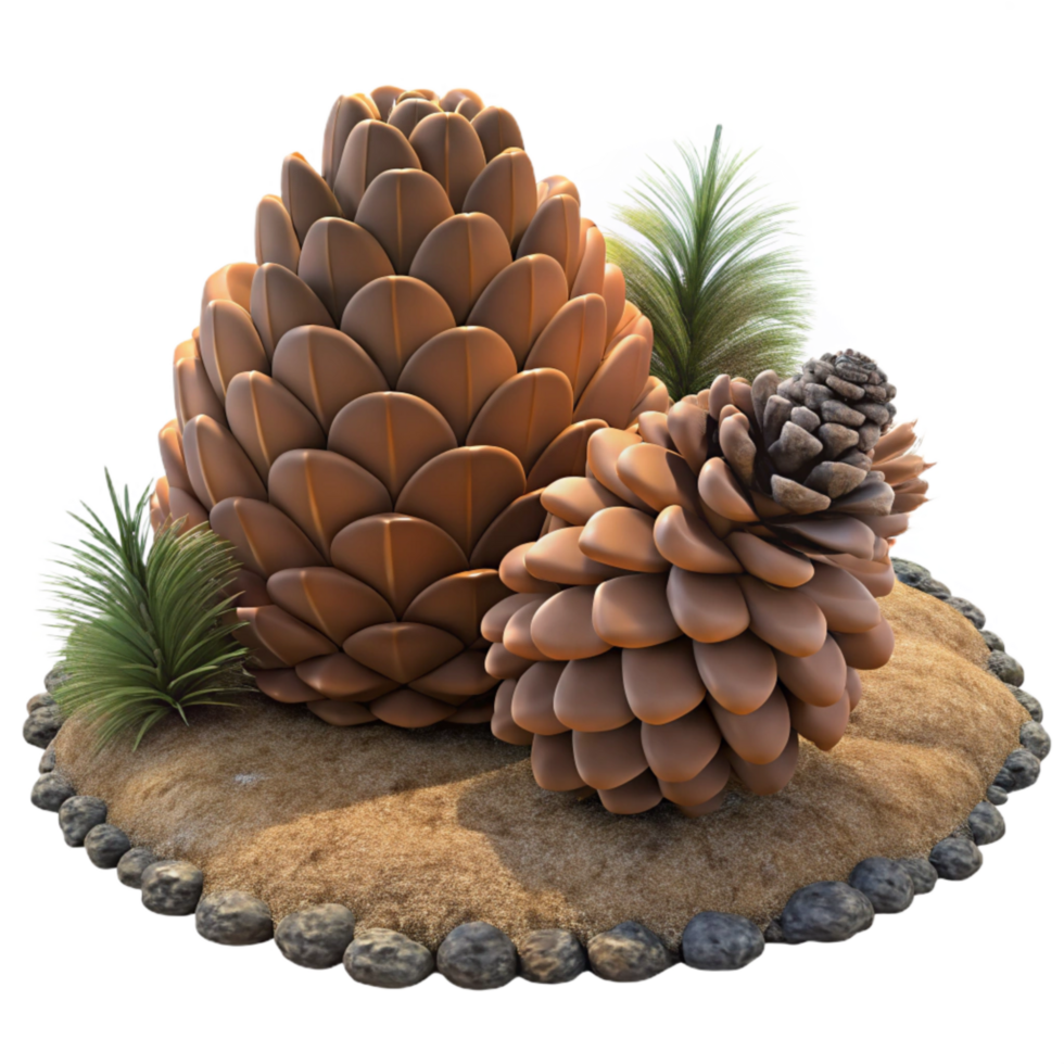 beautiful classic Close Up of Pine Cones on Forest Floor Transparent Background premium png
