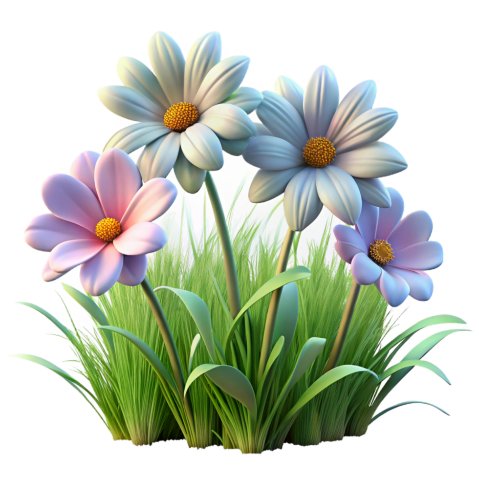 beautiful vintage Close Up of Wildflowers in Meadow Transparent Background high quality png
