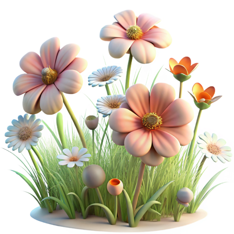 magnificent rustic Close Up of Wildflowers in Meadow Transparent Background 4K png