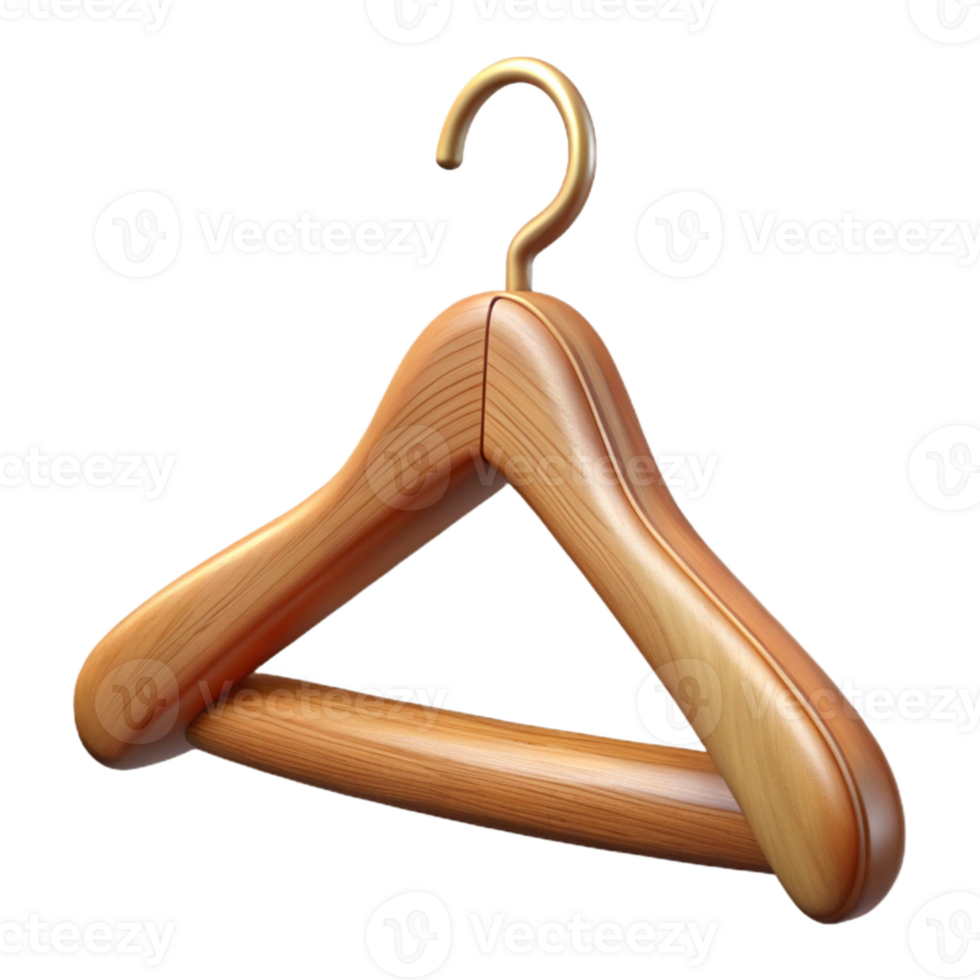 elegant traditional Clothes Hanger Wooden Transparent Background 4K png