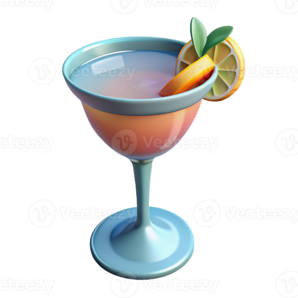 impressive abstract Cocktail Glass Cutout with Garnish Transparent Background authentic png