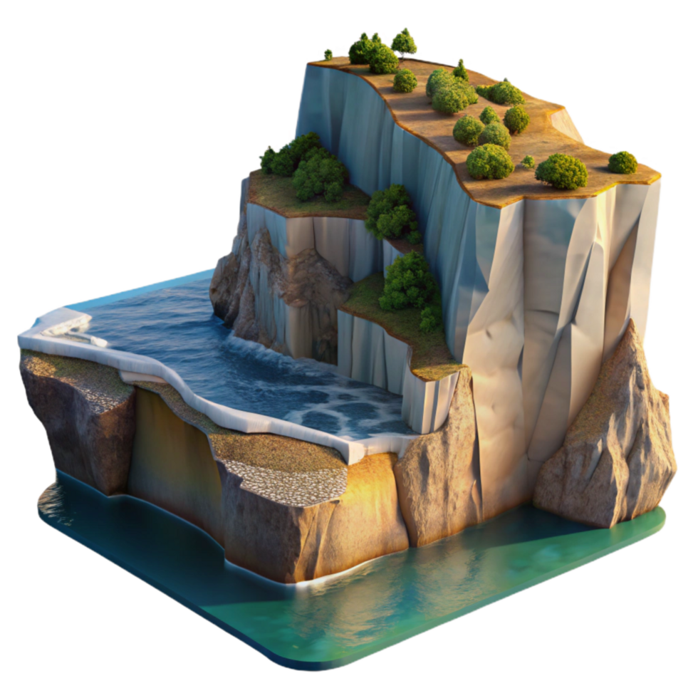 impressive vintage Coastal Cliffside View with Dramatic Lighting Transparent Background high quality png