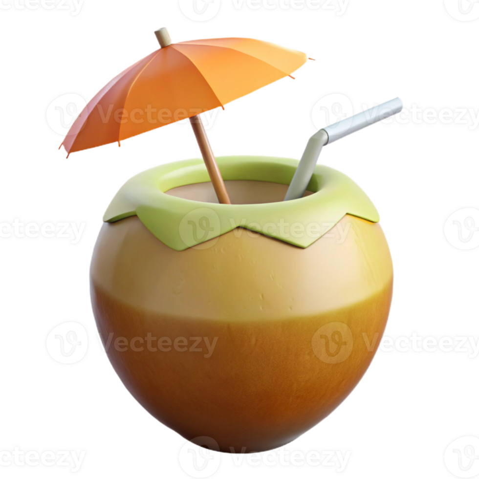 beautiful classic Coconut Drink with Umbrella Isolated original png