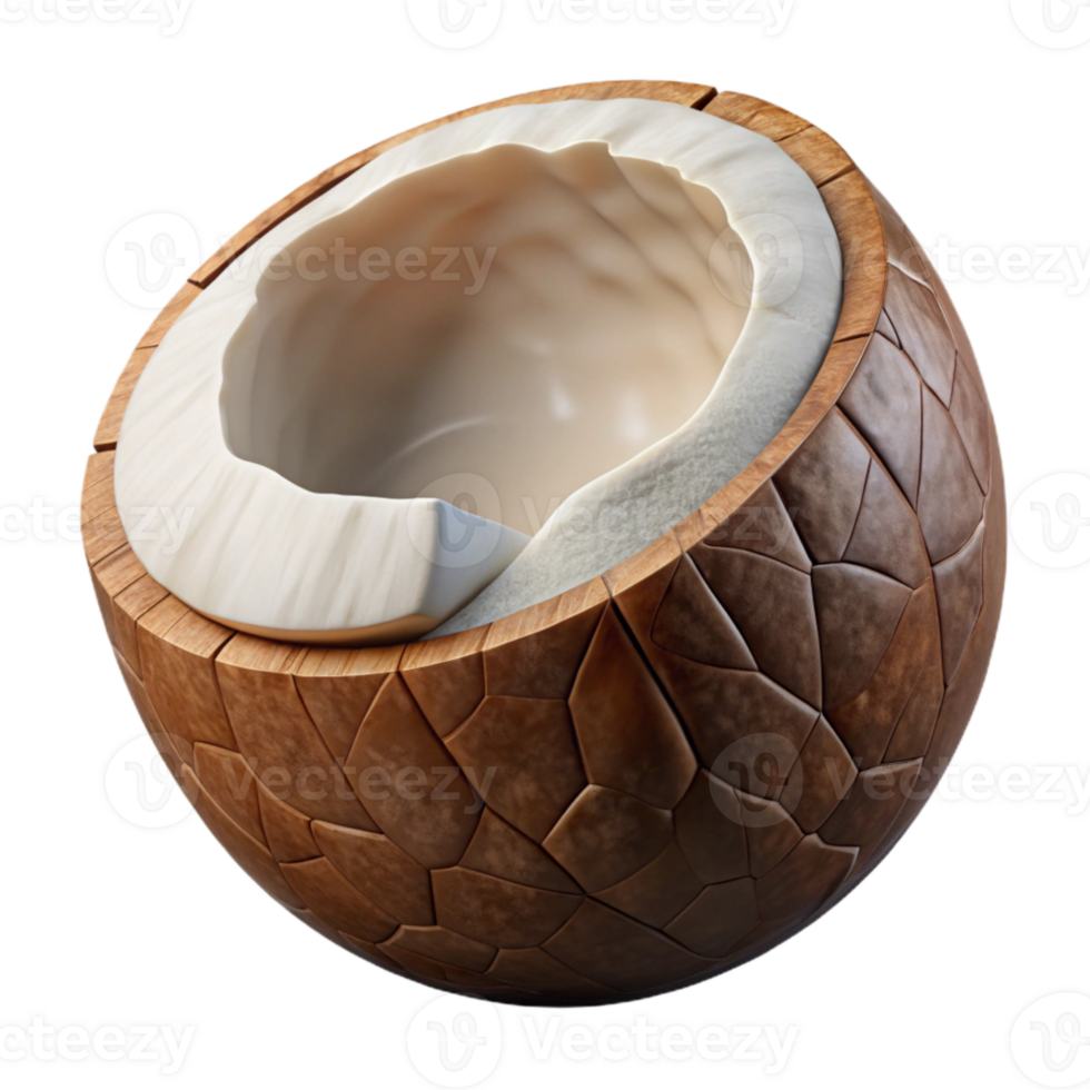 wonderful vintage Coconut Isolated Transparent Background Cracked Open professional png
