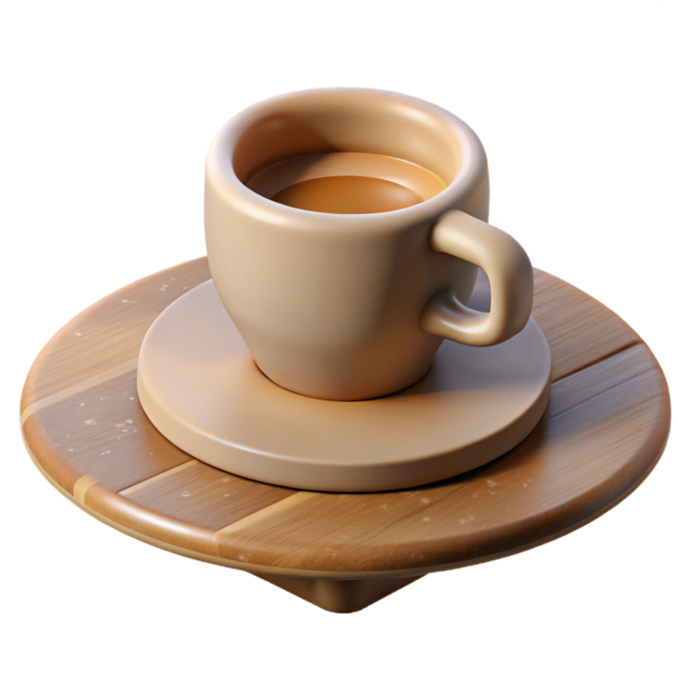 beautiful rustic Coffee Cup and Saucer on Desk Cutout Element genuine png