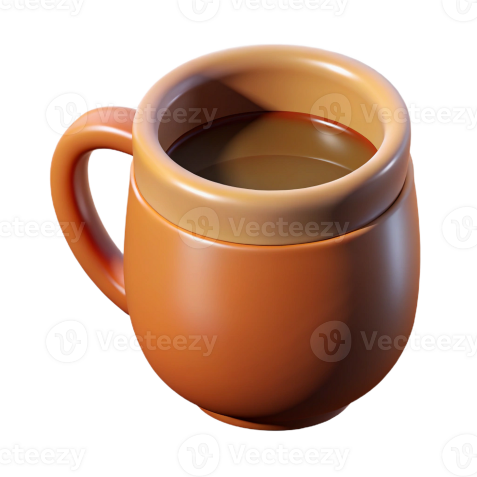 vibrant rustic Coffee Mug Cutout with Steam Transparent Background Front View 4K png
