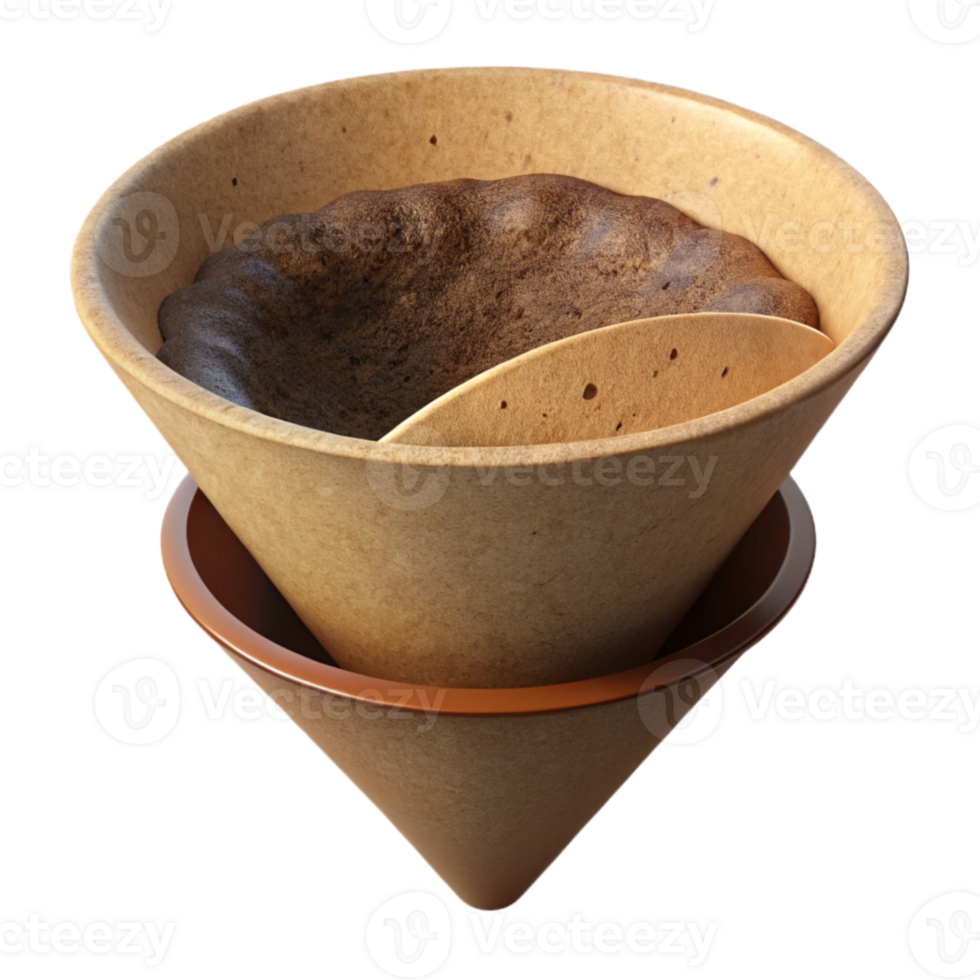 vibrant modern Coffee Filter Cutout with Grounds 4K png