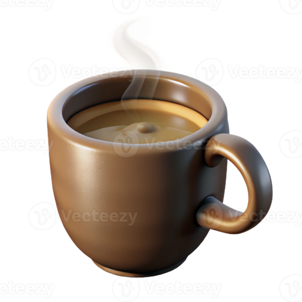 serene vintage Coffee Mug Cutout with Steam Transparent Background Front View genuine png