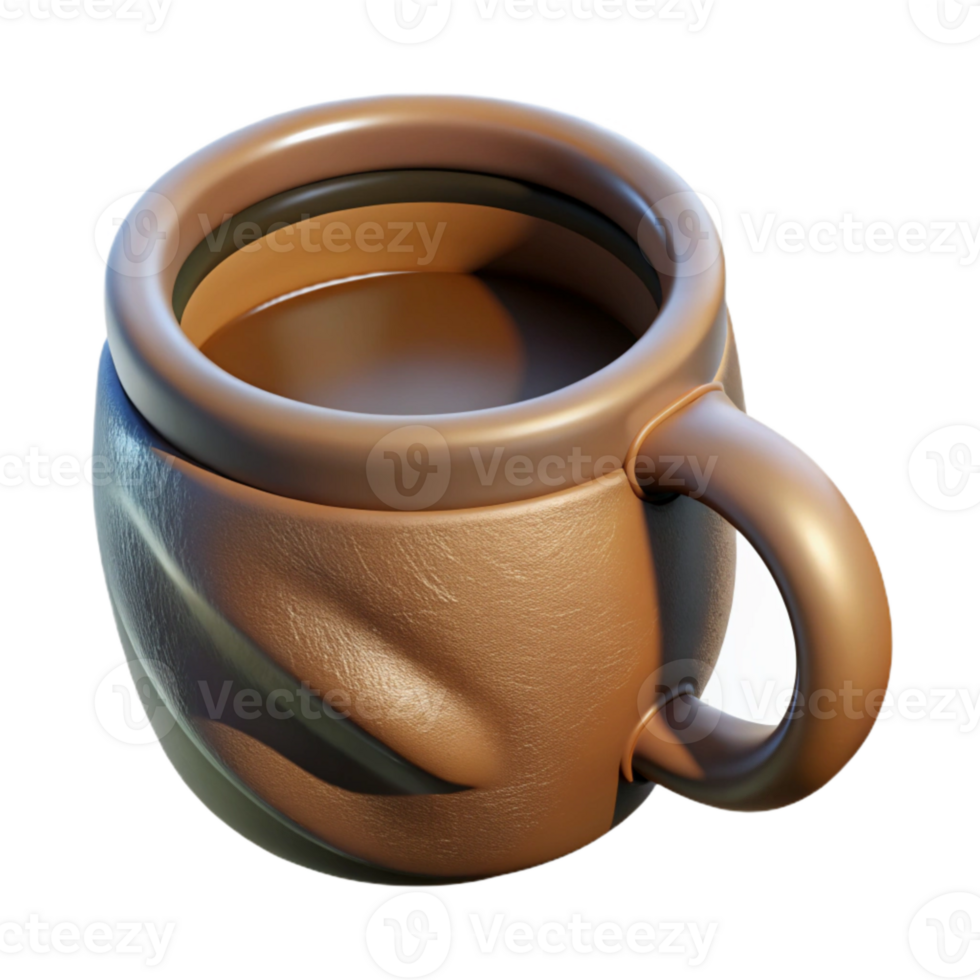 vibrant contemporary Coffee Mug Cutout with Steam Transparent Background Front View detailed png