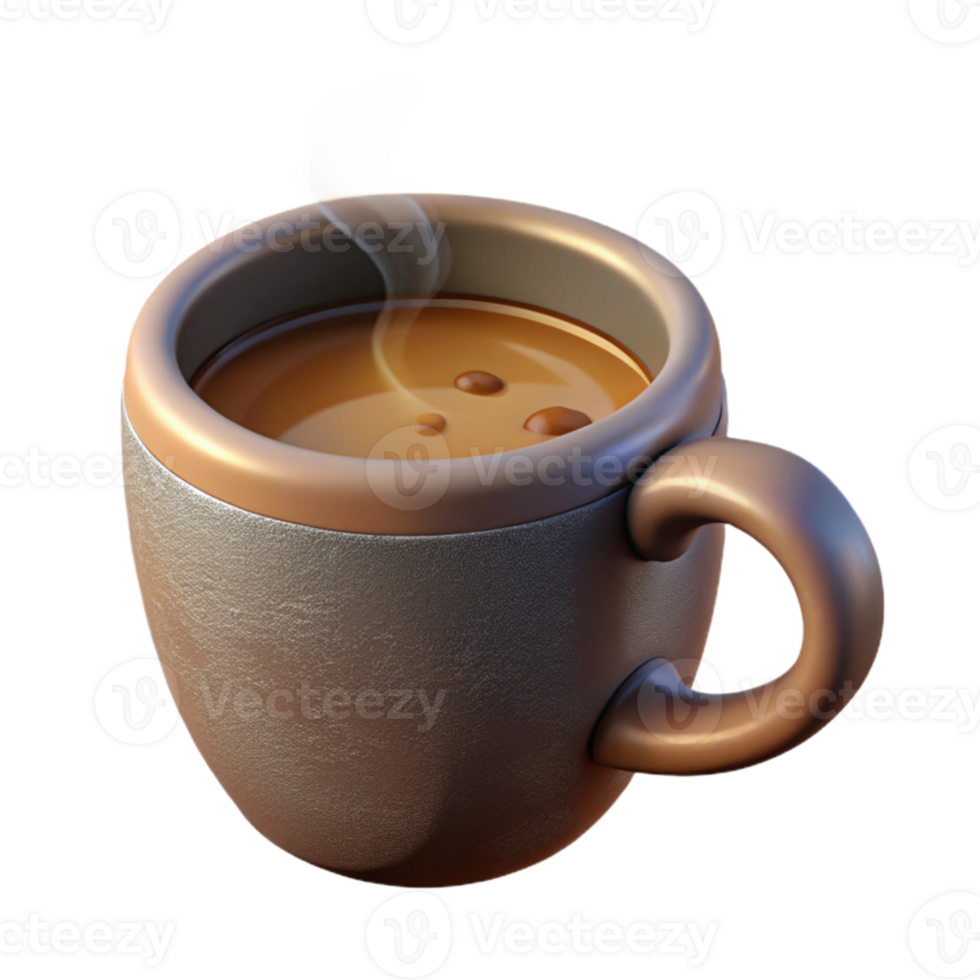 elegant contemporary Coffee Mug Cutout with Steam Transparent Background Front View exclusive png