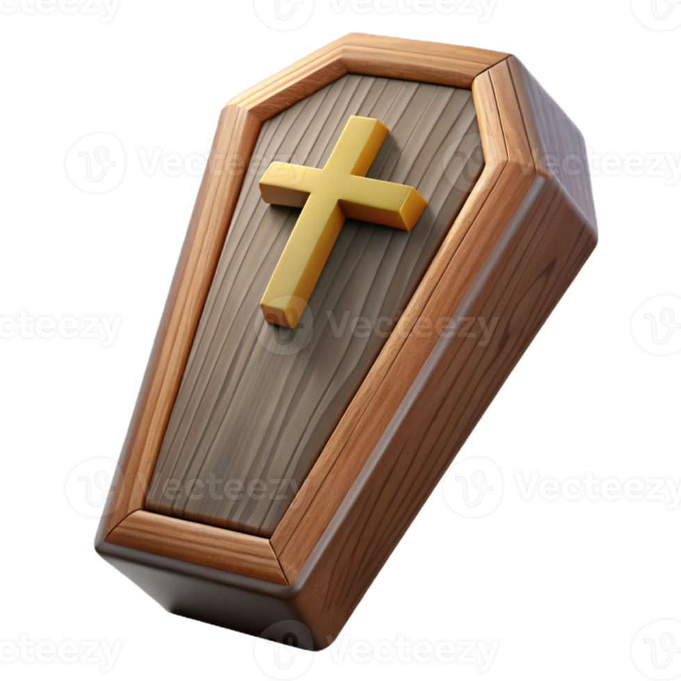 magnificent creative Coffin Wooden with Cross Isolated Element professional png