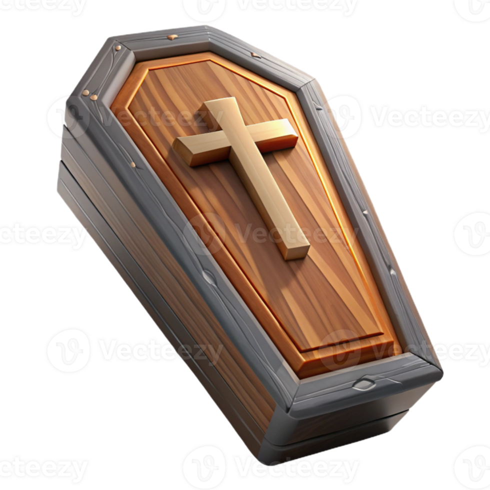 beautiful traditional Coffin Wooden with Cross Isolated Element professional png