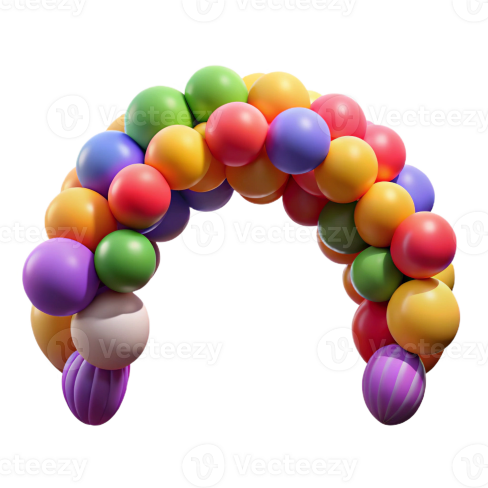 wonderful abstract Colorful Balloons Arch Cutout Transparent Background high quality png