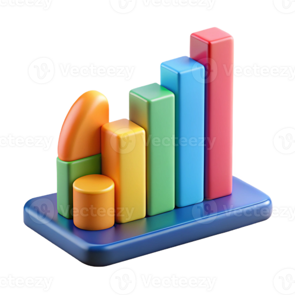 dramatic classic Colorful Bar Graph with Sales Performance Data Isolated original png
