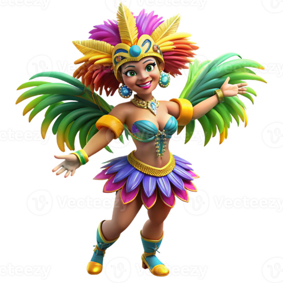extraordinary artistic Colorful Brazilian Samba Dancer Costume Feathers Transparent detailed png