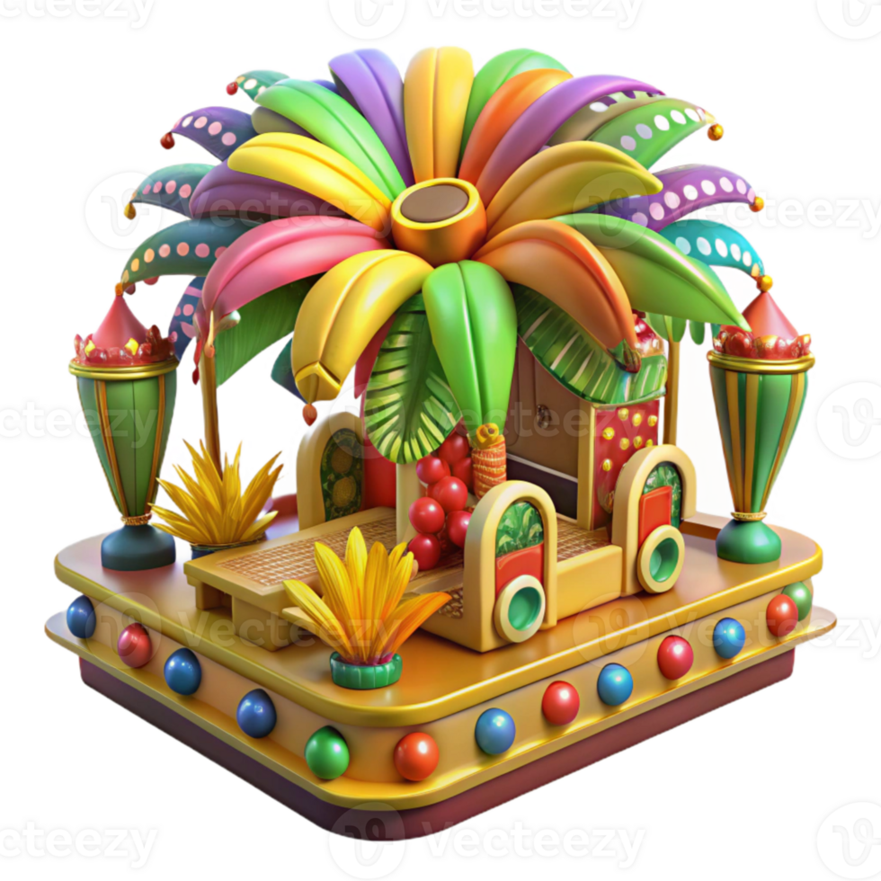 wonderful abstract Colorful Brazilian Carnival Parade Float Decorated Isolated detailed png
