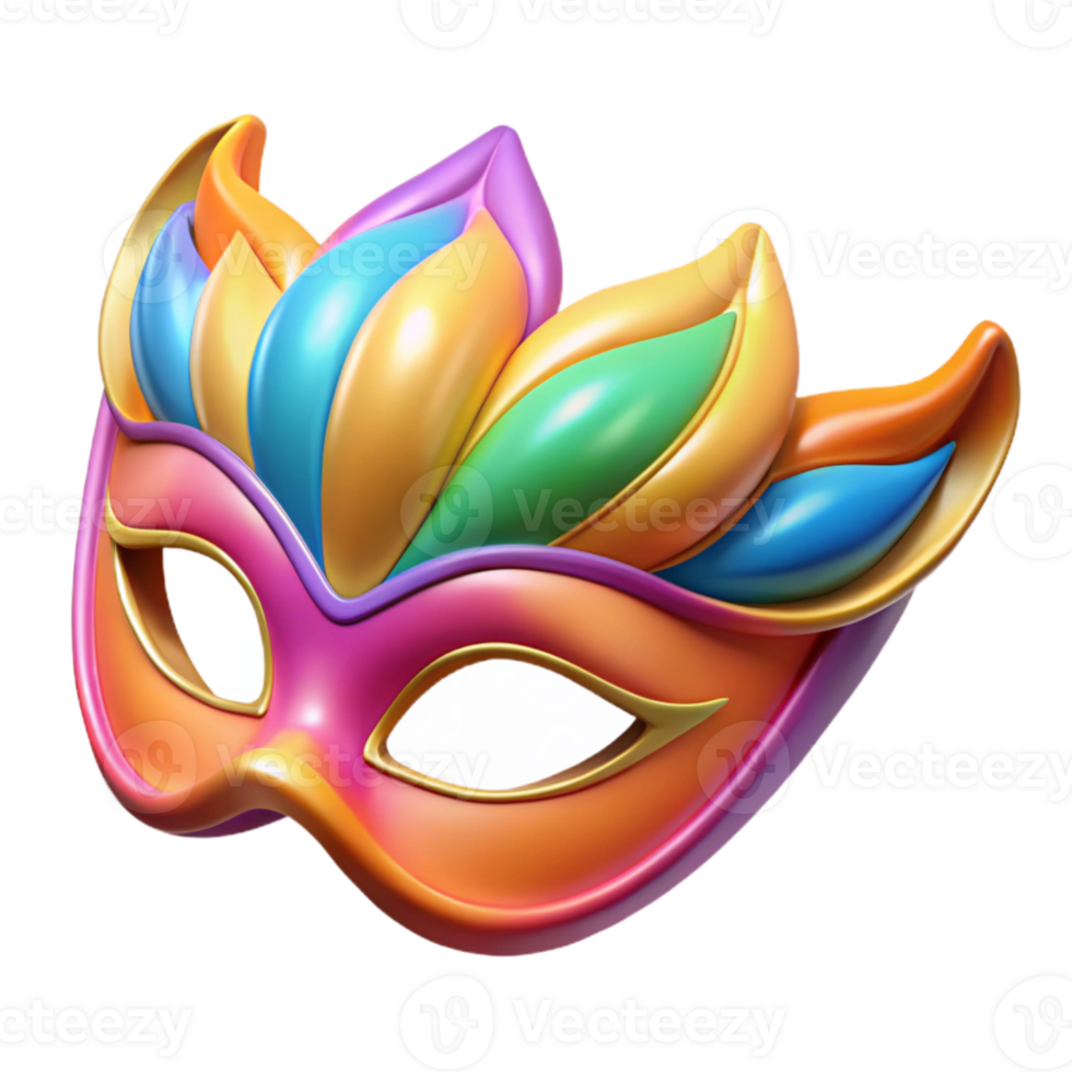 beautiful minimalist Colorful Carnival Mask Isolated on Transparent Background high resolution png