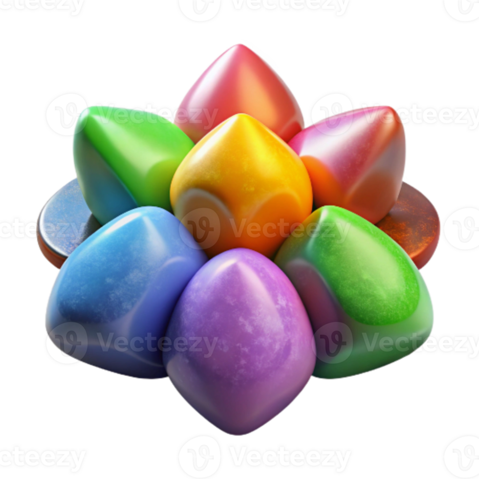 wonderful vintage Colorful Chakra Stones with Transparent Background high quality png