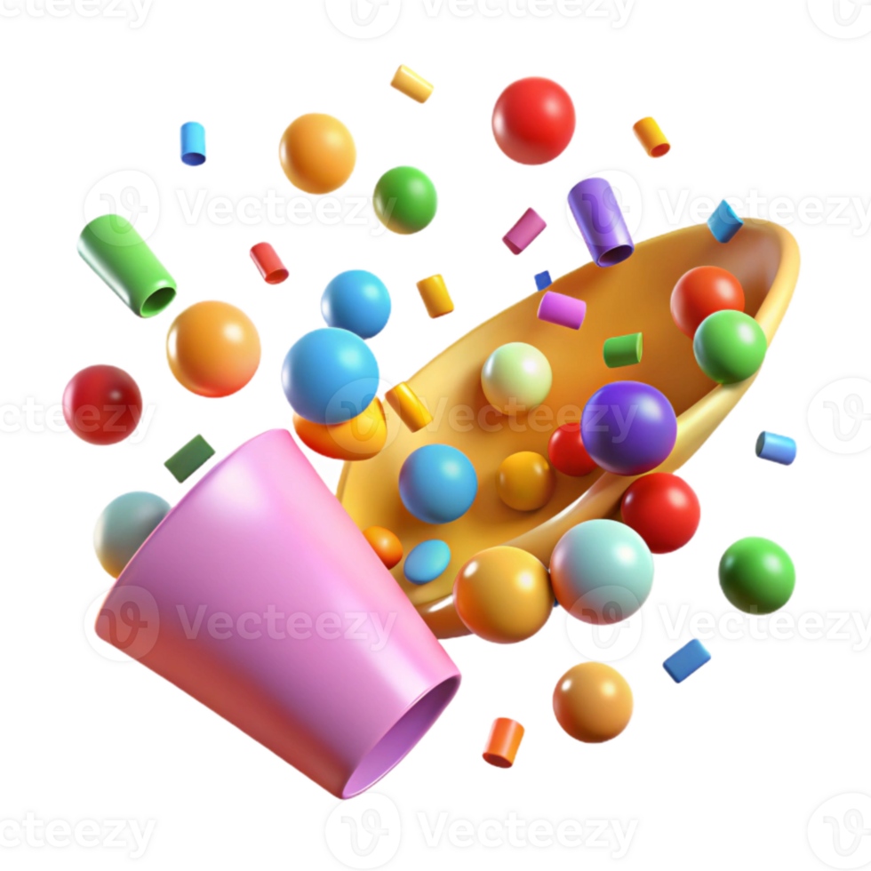 elegant abstract Colorful Confetti Falling Transparent Background 4K png