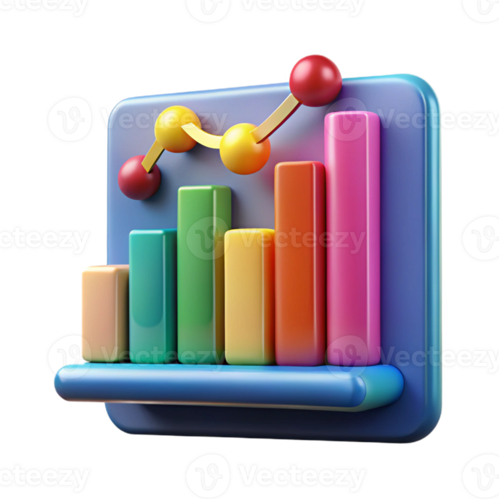 elegant rustic Colorful Data Chart with Growth Statistics Transparent authentic png