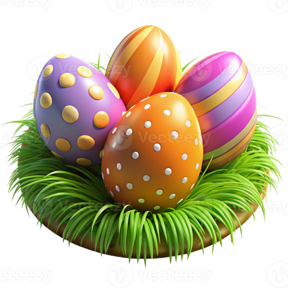 magnificent contemporary Colorful Easter Eggs in Grass Isolated premium png