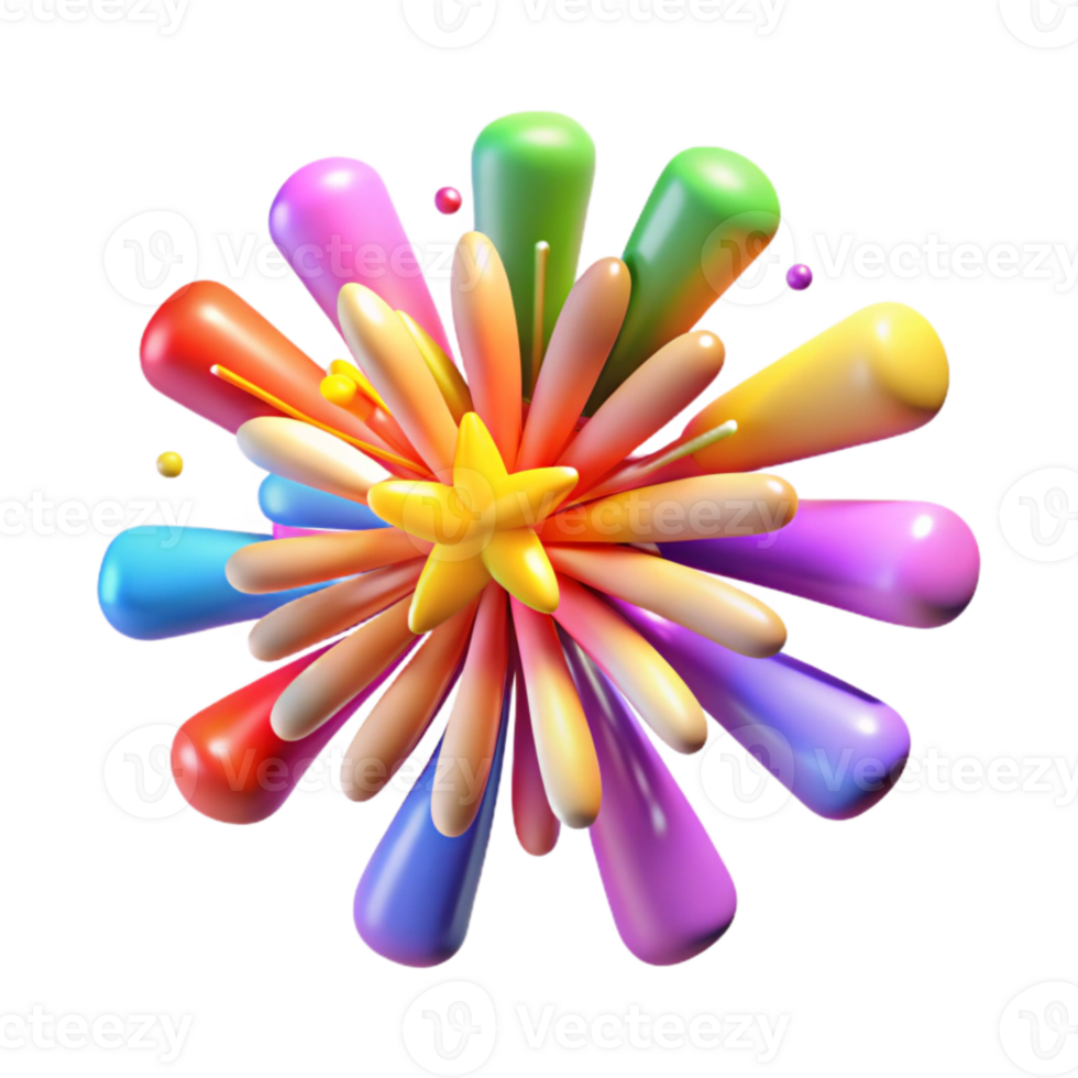 serene traditional Colorful Fireworks Explosion Isolated Element authentic png