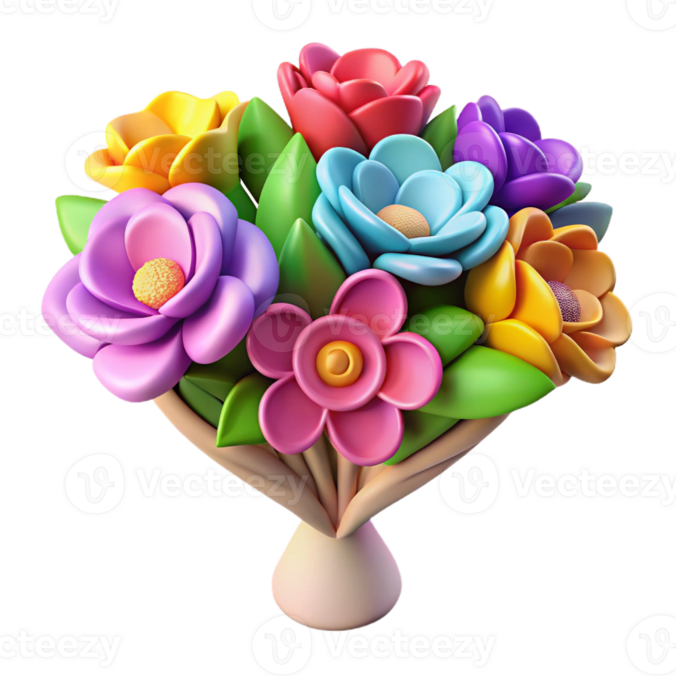 stunning creative Colorful Flower Bouquet Isolated Element 4K png