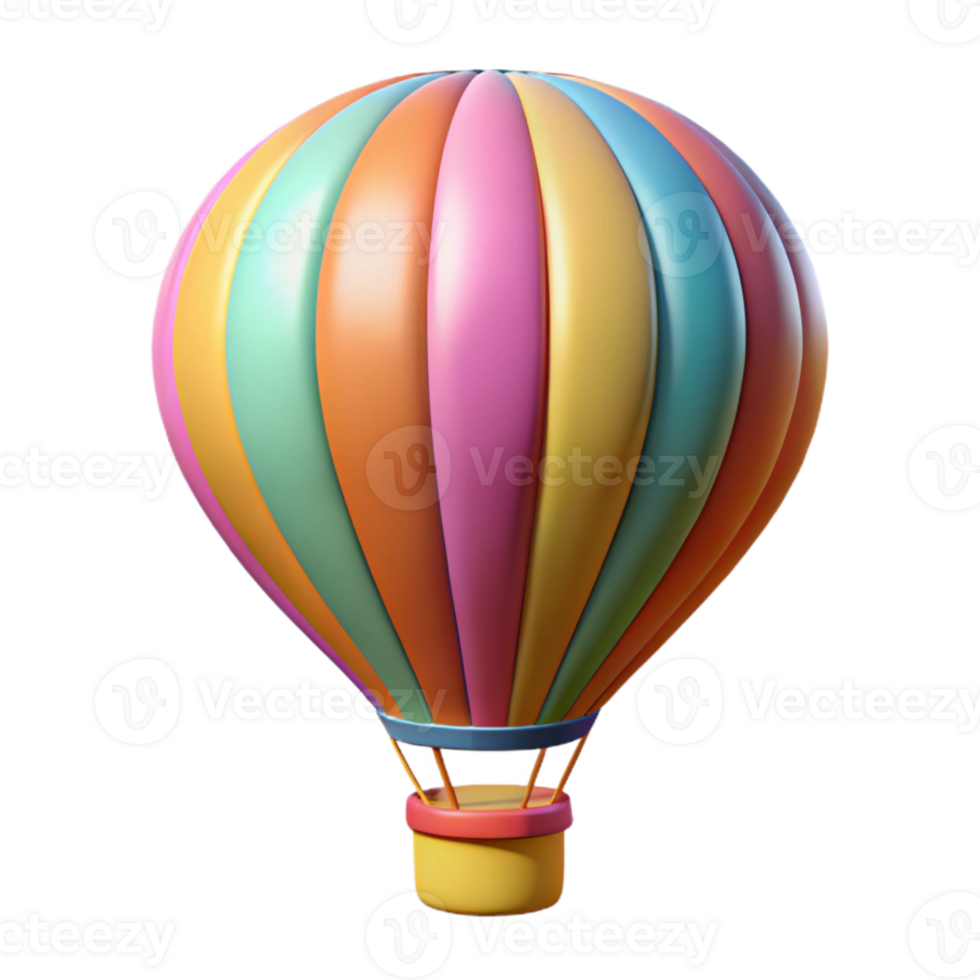 elegant artistic Colorful Hot Air Balloon Upward Flight Cutout 4K png