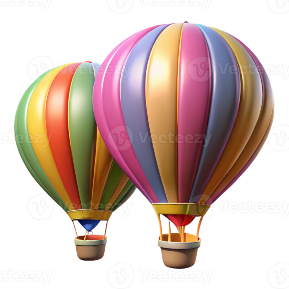 beautiful artistic Colorful Hot Air Balloons Transparent Background Element 4K png