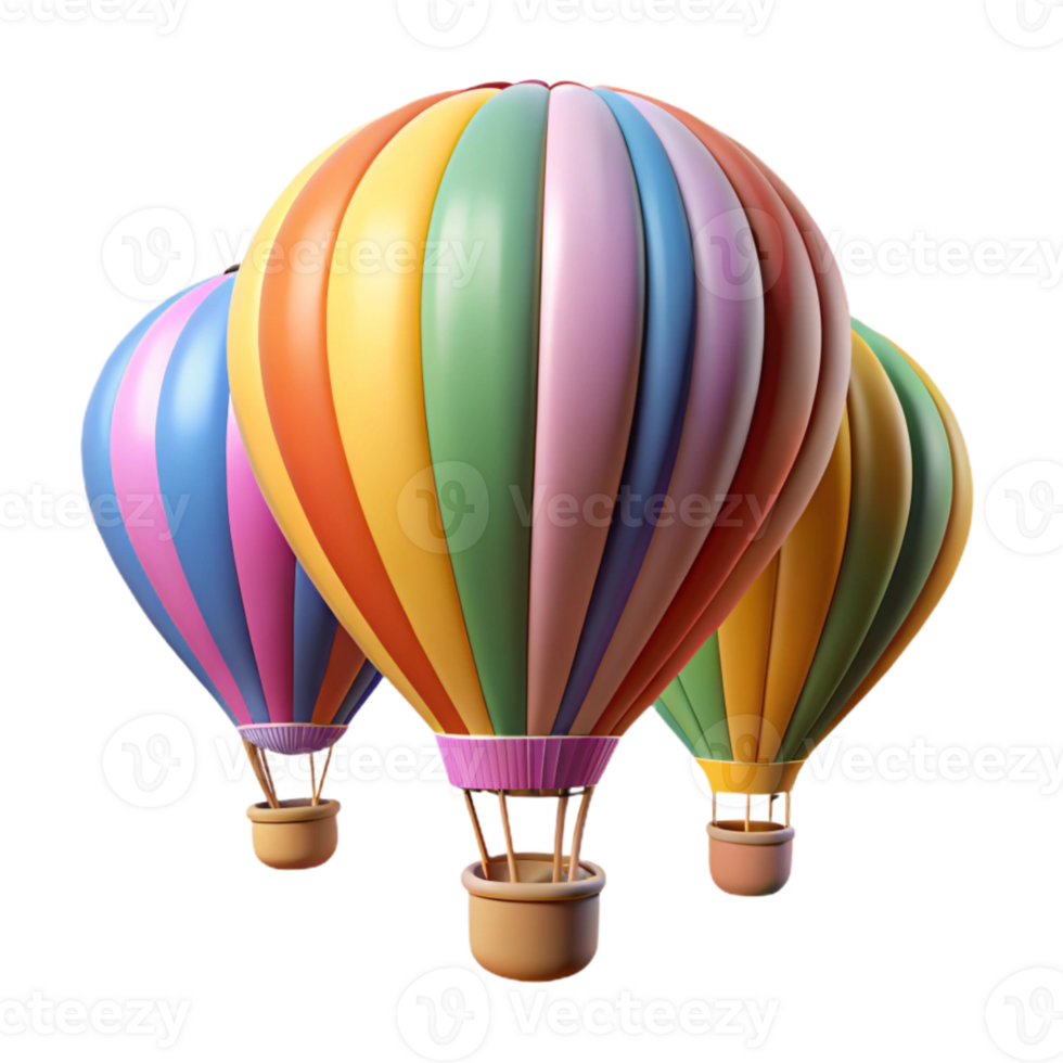 magnificent minimalist Colorful Hot Air Balloons Transparent Background Element professional png