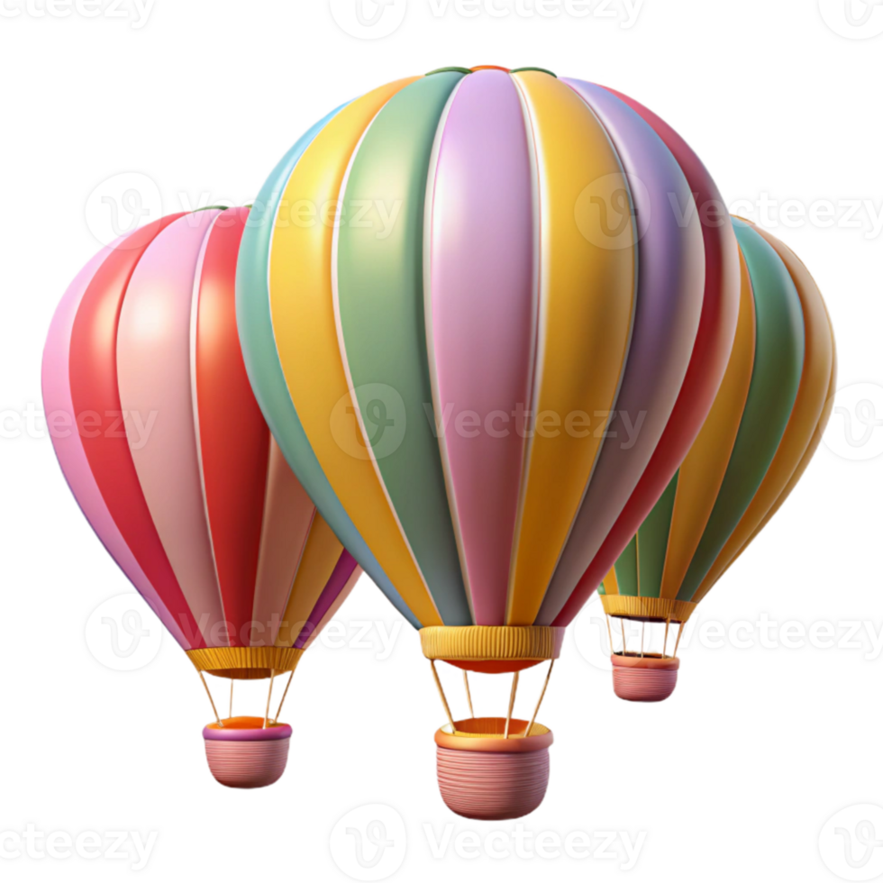 beautiful minimalist Colorful Hot Air Balloons Transparent Background Element high resolution png