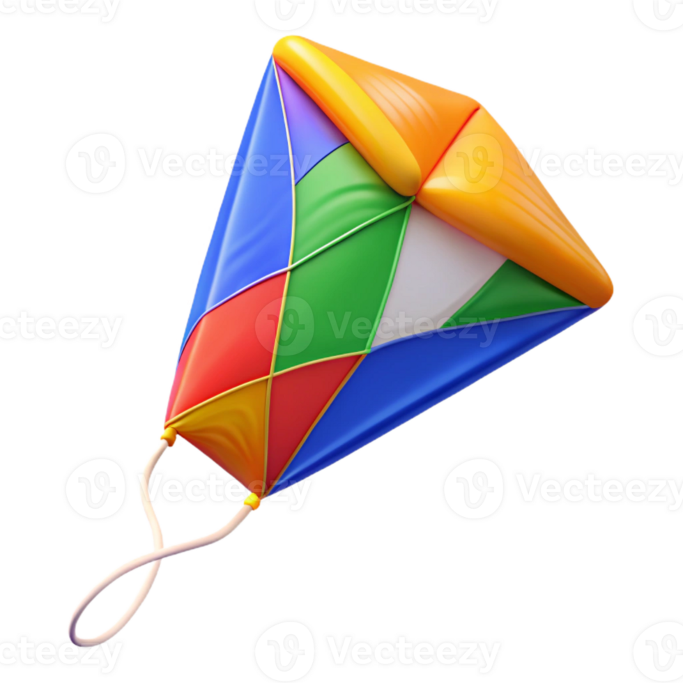vibrant classic Colorful Kite Flying in Blue Sky Cutout high quality png