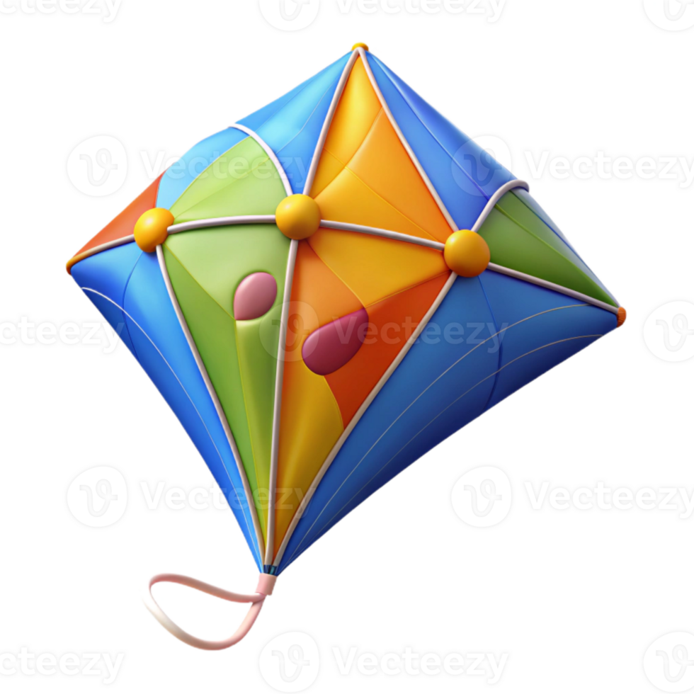 vibrant artistic Colorful Kite Flying in Blue Sky Cutout professional png