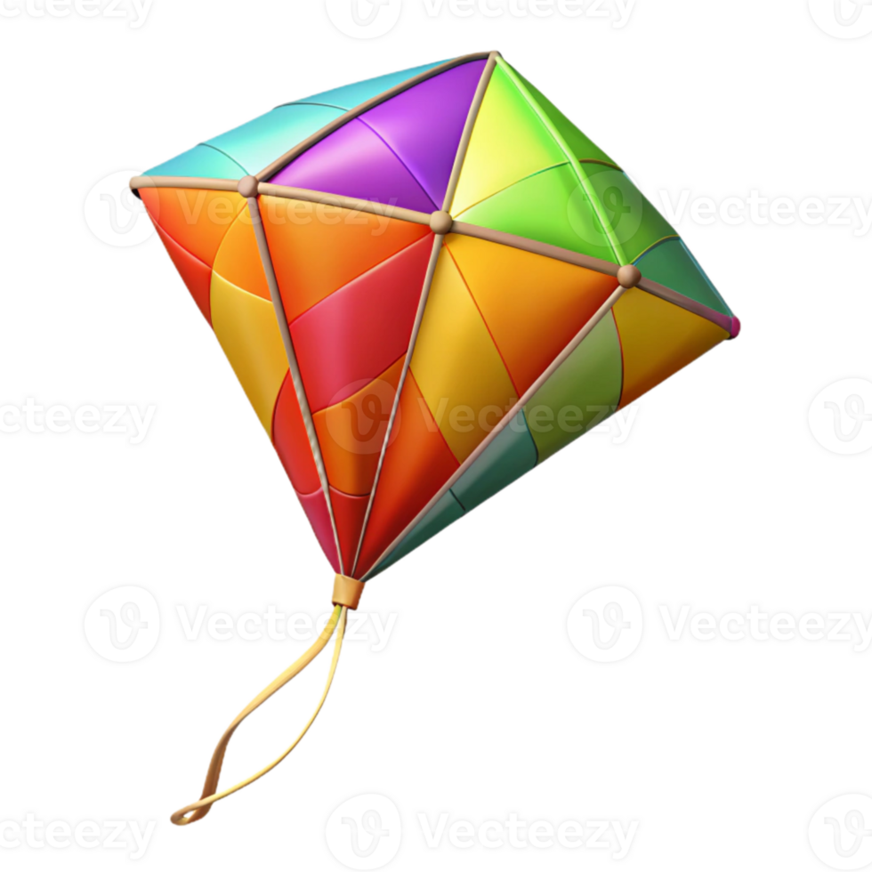 stunning modern Colorful Kite Single String Flying High Transparent Background 4K png