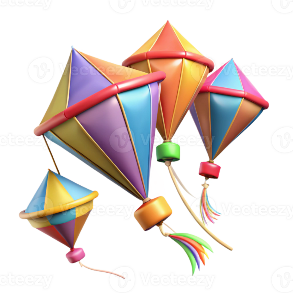 vibrant contemporary Colorful Kite Festival Decoration Transparent professional png
